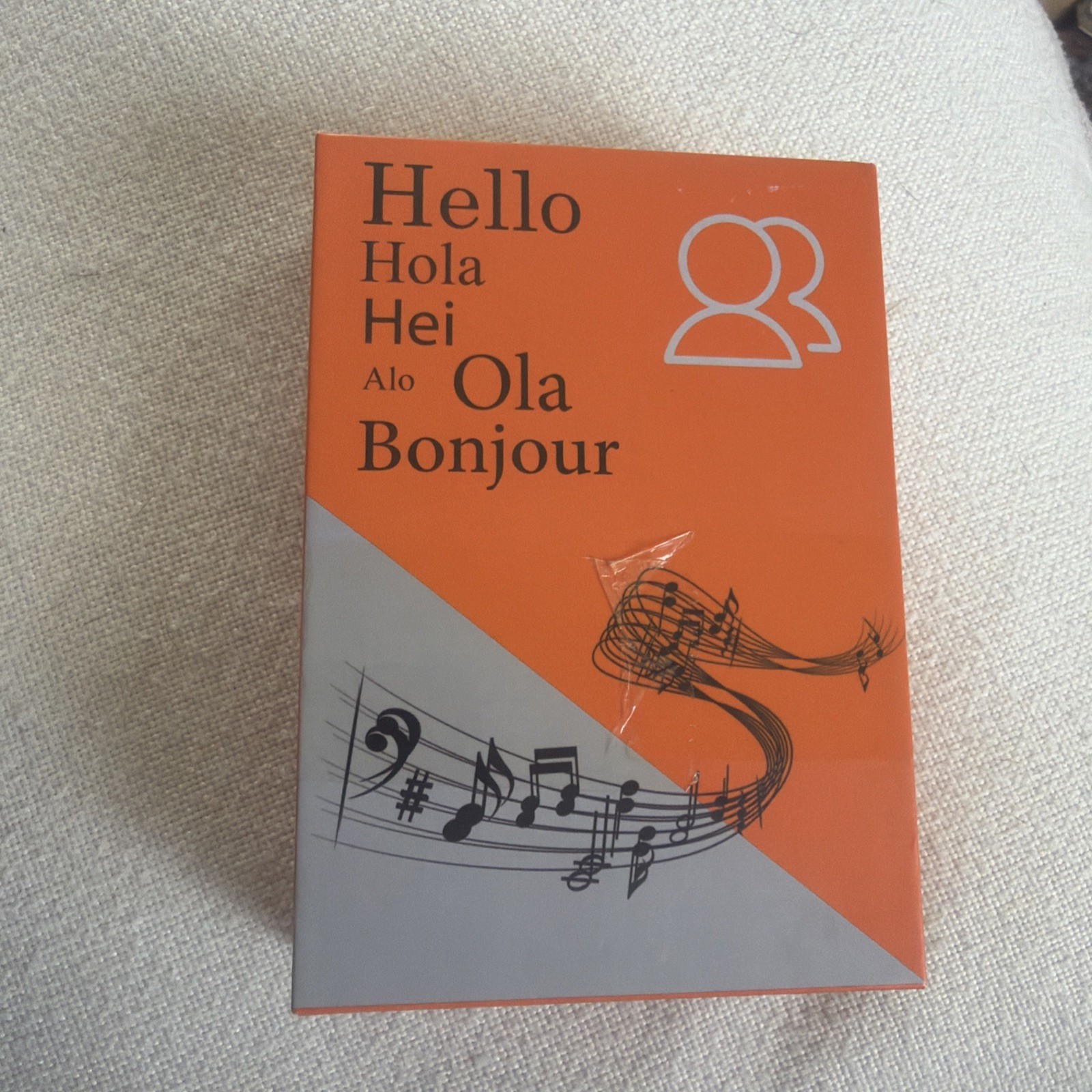 Translation earbuds Hello, Hola, Hei, Alo Ola, and Bonjour