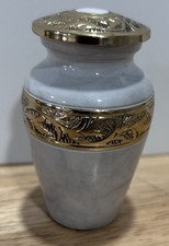 Small Ceramic With Gold Accents Urn for small dog or cat mvbl 