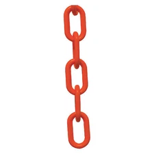 Plastic Chain, Safety Orange, 25 Ft Length, Gloss, 50012-25