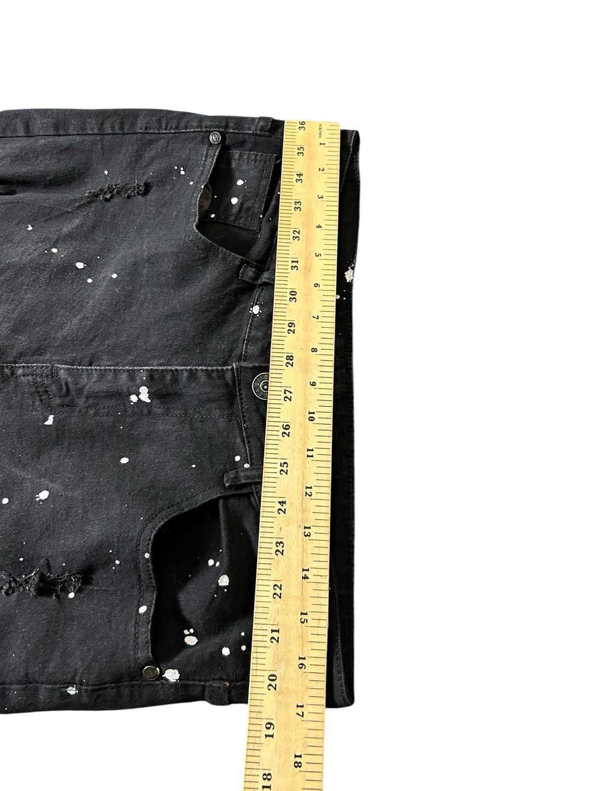 Waimea Distressed Patchwork Paint Splatter Jeans … - image 11