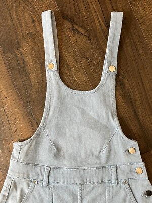 Urban Outfitters Mini Dress Overall Denim Light Blue Pockets Women's Size 2  | eBay