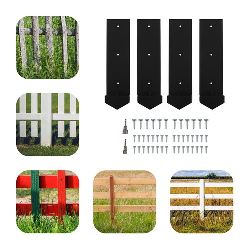 4PCS Post Fence Repair Black AnchorDouble Support Fence Post Support Replacement - Picture 21 of 21