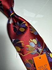 NWT VERSE 9 MULTI COLOR FLORAL STYLE PRINT SILK DESIGNS NECK TIE & HANKY