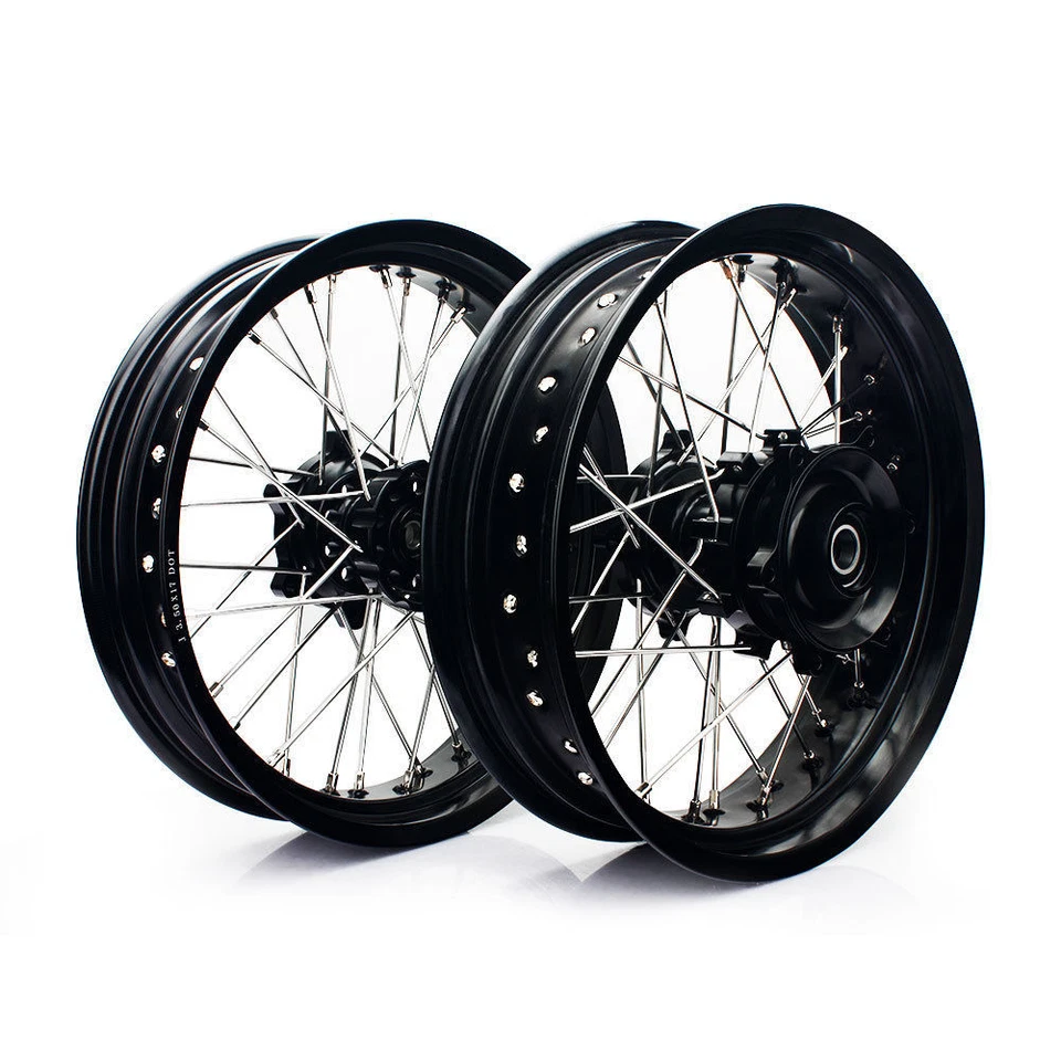 Juego de ruedas CNC Supermoto para Suzuki DR650 DR 650 L 17" Cush Drive 96/2022 negro Foto 2 de 4