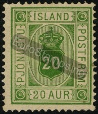 Iceland Official 1876 (AFA 7, MI 7A, SC O8) 20 aur - MH
