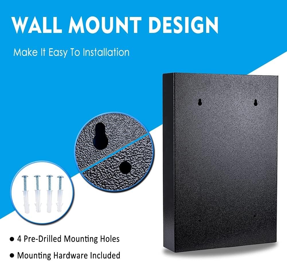 Key Box Wall Mount 100 Position Metal Valet Key Cabinet Lock Box with Key Tag...