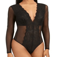 INC NWT size S sheer black lace bodysuit