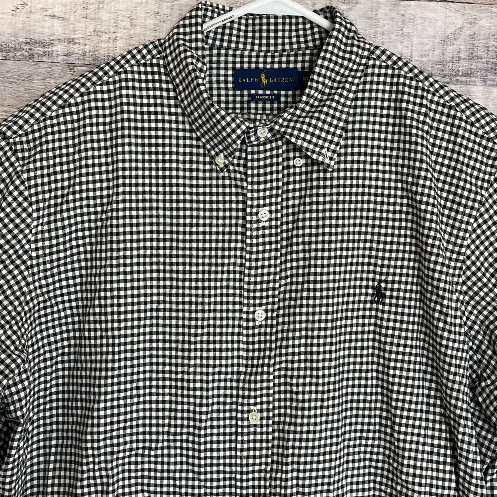 Camicia Ralph Lauren uomo XXL bianca a quadri casual pony con bottoni manica lunga moderna