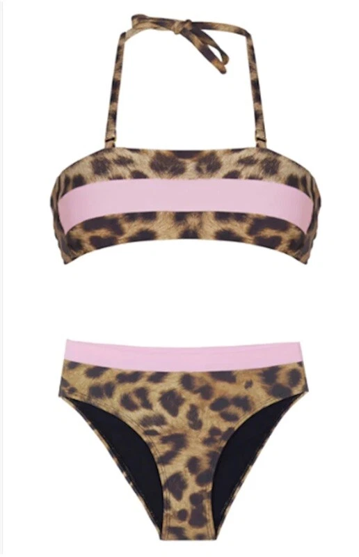 NUEVO CON ETIQUETAS PQ PIlyq 4 Niñas Selva Color Block Bikini Top e Cintura Alta Parte Inferior 116130 Foto 2 de 2