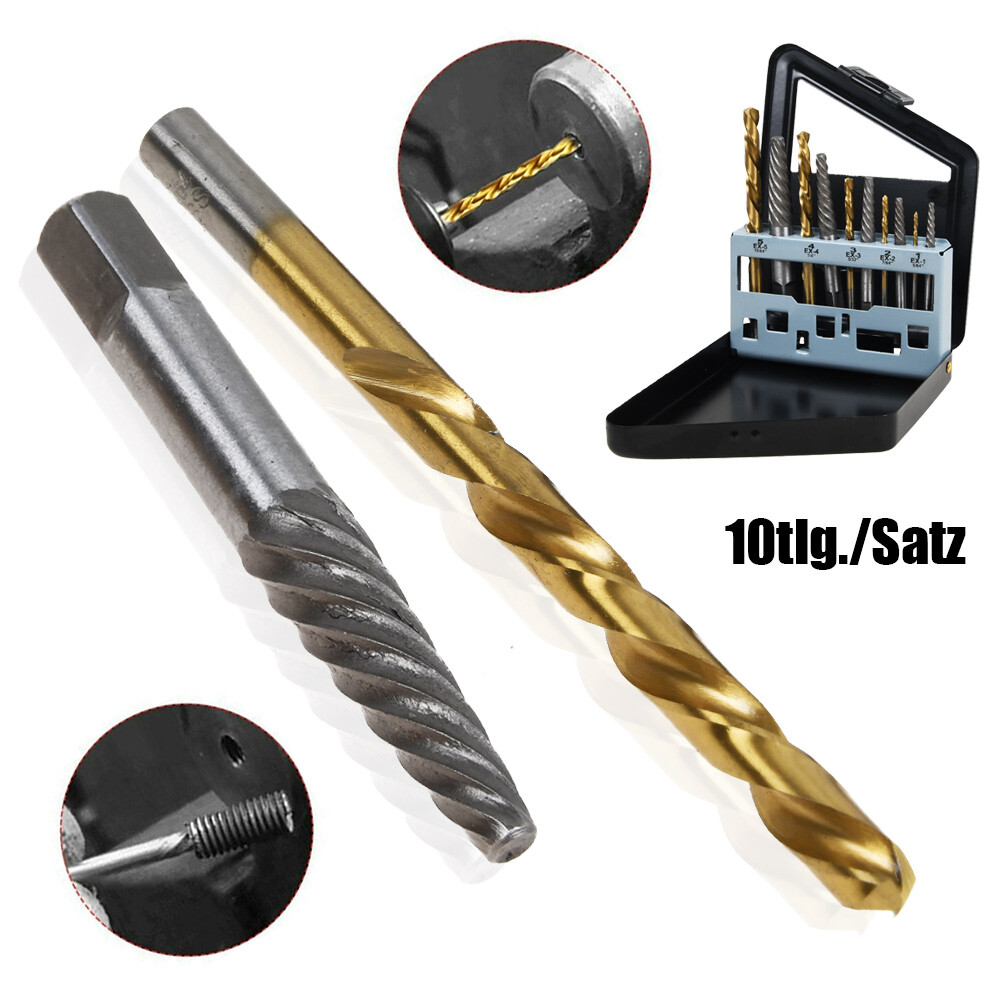 10-teiliges Schraubenausdreher Set - Chrom-Vanadium Stahl Für Gebrochene Bolzen