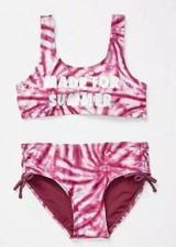 Justice Girls tie dye color changing bikini Swimsuit Burgundy size 6