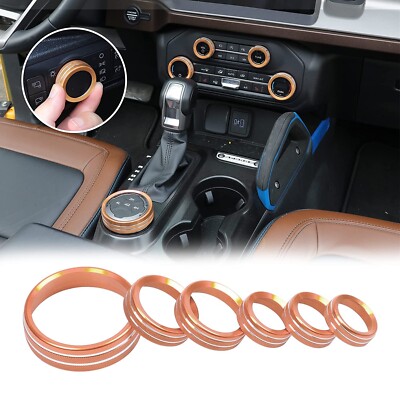 6x Air Conditioner/Headlight/Audio Switch Knob Cover Trim for Ford Bronco 2021+