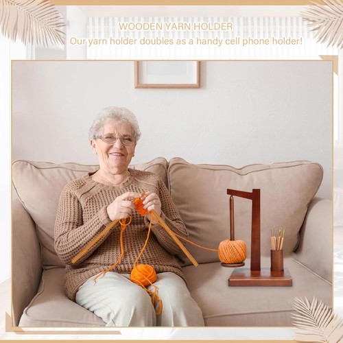 Yarn Holder For Knitting And Crocheting Rotating Magnetic Wooden Yarn Holder - Picture 11 of 12