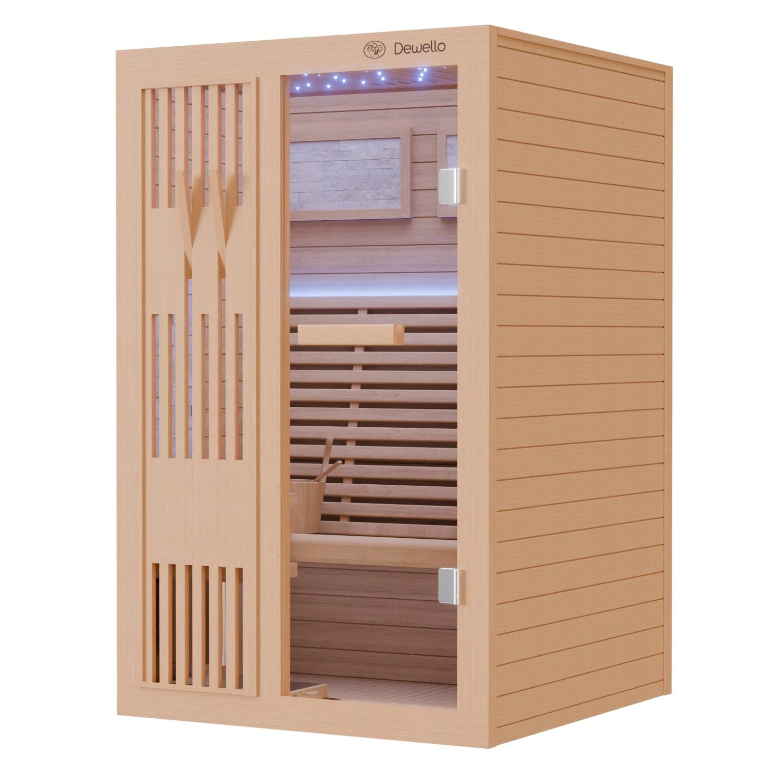 Dewello Finnische Traditionelle Sauna Saunakabine Ecksauna Komplettsauna 