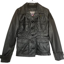 Womens Vintage Bomber Jacket Fitted Black Biker Blauer Usa Size Large 12 Approx