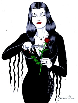 ADDAMS FAMILY MORTICIA ADDAMS ORIGINAL COMIC ART COLOR SKETCH 3 ON