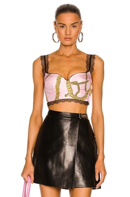 VERSACE Chain Bralette Top in Candy & Oro Pink 36 NWT $895