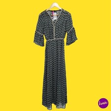 V BY VERY Women's Boho Maxi Dress, Trim Detail, Bell Sleeves, Green Floral, UK 8