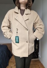 Vintage Marks And Spencer St Michael Beige Wool Jacket Coat Blazer Size 8 S M