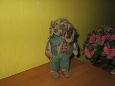 Steiff Dackel Waldili mit Knopf + Fahne um 1960