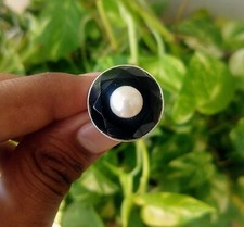Natural Black Onyx Pearl Gemstone Handmade 925 Sterling Silver Designer Ring