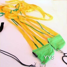Zeekio Ribbon Poi - 3 Large Yellow and 2 Small Green Ribbons