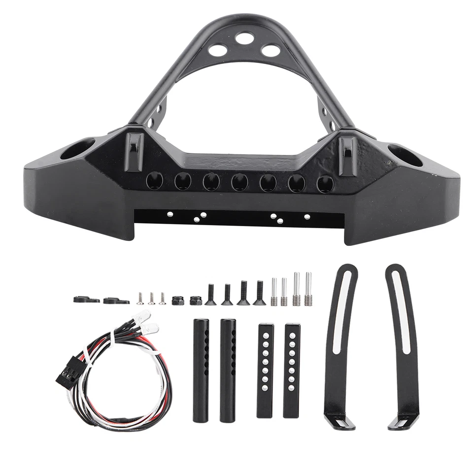 Paraurti Anteriore In Metallo Con 2 Luci A LED Per Auto Cingolata RC ‑4 In Scala - Immagine 4 di 4