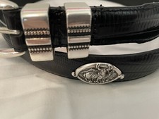 Black Leather Belt With Deer Hunting Conchos 28,30,,56