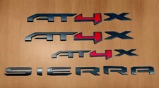4PCS Matte Black Red Doors Rear AT4X Sierra Emblems GMC 2023-2025 Sierra 1500