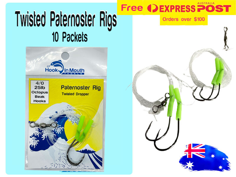 x Twisted Paternoster Fishing Rigs 25lb 4/0 Octopus Hook Snapper