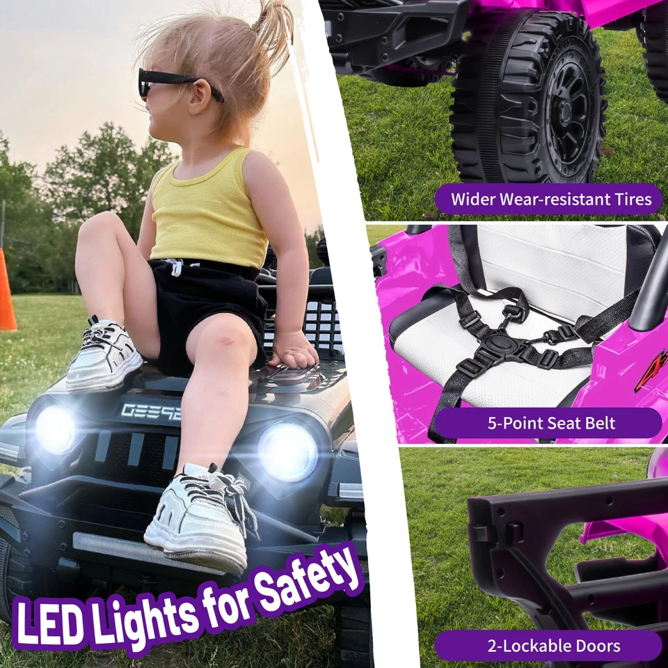 Rueda eléctrica de coche eléctrico de juguete para niños de 12 V Jeep con control remoto LED Foto 4 de 4