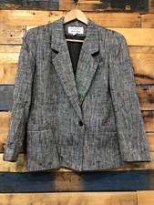 christian dior Vintage Womens Wool Blazer Jacket 10 Petite Multicolor Tweed