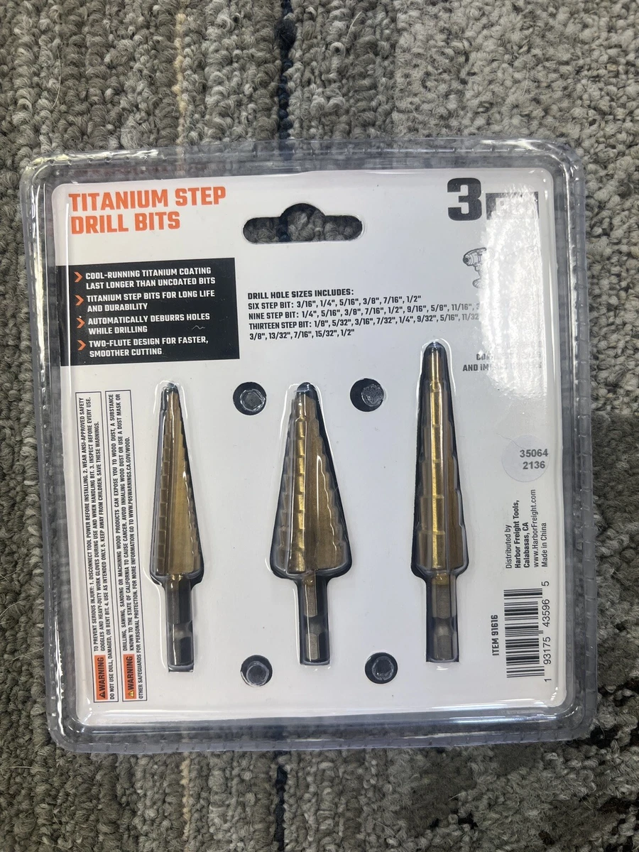Warrior Titanium High Speed Steel Step Drill Bits 3 Piece Set