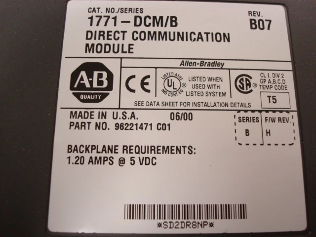 USED Allen Bradley 1771-DCM/B Direct Communication Module B07 Ser. B F/W Rev. H - Image 3 of 3