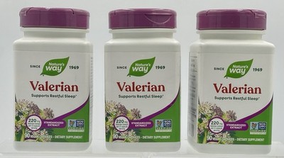 Lot of 3 Nature's Way Valerian 90 Tablets Vegan Non GMO Gluten Free EXP 10/27