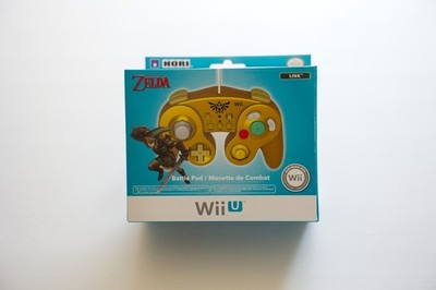 HORI Legend of Zelda Link Battle Pad Gold Wii Wii U WIU-090U CIB Boxed