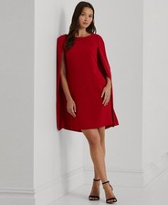 Lauren Ralph Lauren Women's Georgette Cape Dress Red Size 6 MSRP $195
