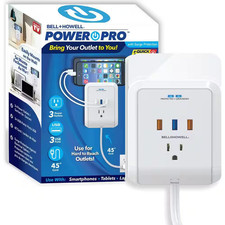3-Outlet Power Pro Wall Outlet Surge Protector with 3 USB Ports and Extension Co