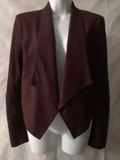 ALICE & OLIVIA Women Short Long Sleeve Soft Maroon Open Front Tuxedo Vest Medium