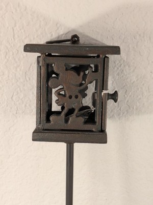 Disney Mickey Mouse Heavy Brown Cast Iron Metal Garden Stake New With Tags