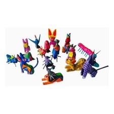 Alebrijes Pack Of 7 Pieces .Varied Wood Oaxaca