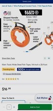 Klein Tools Wide Steel Fish Tape 1/4 in x 25 ft, Orange case