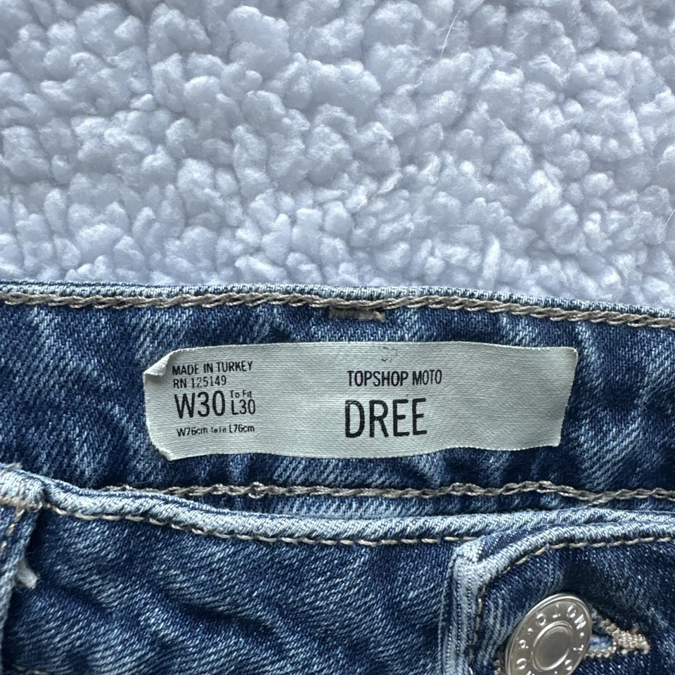 TOPSHOP sz 30 Women's Moto Dree Fringe Cropped Medium Wash Denim Jeans - Image 2 of 4