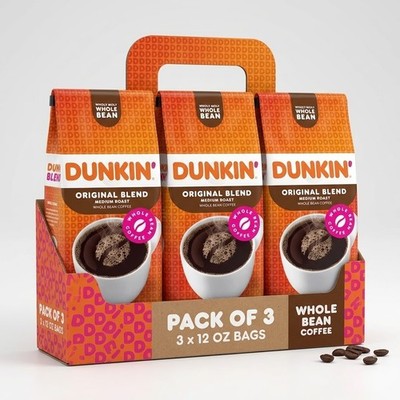 (Pack Of 3) Dunkin  Original Blend Ground Coffee, Medium Roast, 12 Oz Bag...