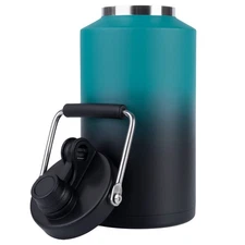 Insulated Gallon Jug with Handle, One Gallon, 128oz Stainless Steel, Large Do...
