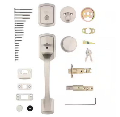 Kwikset Prague Handleset Satin Nickel Single Cylinder Pismo Knob 98180-026