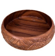 Vintage Monkey Pod Wood Salad Bowl Carved MCM 13x4.5”