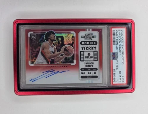 2022-23 Shaedon Sharpe optic contenders ROOKIE TICKET  AUTO  RED PSA 10 with cas