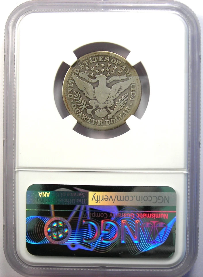 1913-S Barber Quarter 25C Coin - Certified G4 (Good) - Rare Key Date! - Image 3 of 4