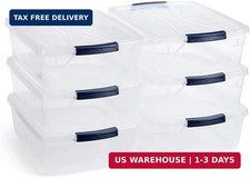 Cleverstore 17 Qt Clear Storage Bins with Lids, 6-Pack, Stackable, BP